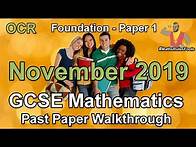 Video thumbnail for OCR GCSE Maths November 2019 Past Paper 1 Foundation