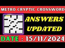 Video thumbnail for Metro Cryptic Crossword Answers Today November 15, 2024