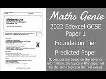 Video thumbnail for Edexcel 2022 GCSE Maths Paper 1 Foundation Predicted Paper