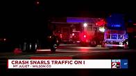 Video thumbnail for Crash snarls traffic on I-40