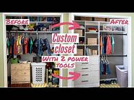 Video thumbnail for How to build a closet organizer with drawers and shelving (only 2 power tools)