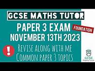 Video thumbnail for Common Paper 3 Topics | Revise With Me for Foundation Paper 3 - November 13th 2023 | TGMT