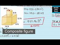 Video thumbnail for Surface area | Composite figures | Cylinder and rectangular prism.
