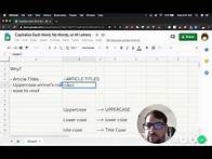 Video thumbnail for Capitalize Each Word in google sheets, Called Proper or Title Case or Sentence Case