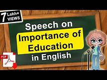 Video thumbnail for Speech on Importance of Education in English | Best Speech on Education