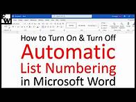 Video thumbnail for How to Turn On and Turn Off Automatic List Numbering in Microsoft Word