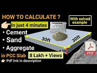 Video thumbnail for How to calculate cement sand and aggregate quantity in concrete | material quantity calculation |