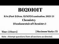 Video thumbnail for BSc 1st Year Chemistry Question Paper 2024 | BSc 1st Semester Chemistry Model Paper 2023