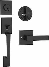 Video thumbnail for HOSOM Front Door Lock Set Black Front Door Handle with Deadbolt and Lever Set Exterior Door Handle Set with Single Cylinder Deadbolt Entry Door Locksets for Right&Left Handed, Matte Black