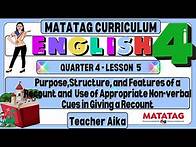 Video thumbnail for ENGLISH 4 Grade 4 Quarter 4 Lesson 5 Features of a Recount