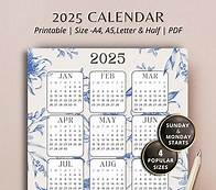 Video thumbnail for 2025 Printable Planner New Year Calendar Instant Download Sunday & Monday Start PDF Portrait Desk and Wall Organizer Size Letter Half A4 A5 - Etsy