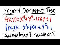 Video thumbnail for Calculus 3: Using the second derivative test to find the local min/max or saddle points