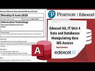 Video thumbnail for Edexcel IAL IT Unit 4 Past paper. June 2020. Data and Database /Data Manipulation