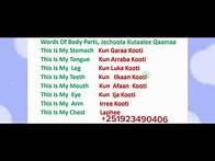 Video thumbnail for Afaan oromoo Words Of Body Parts, Jechoota Kutaalee Qaamaa Learn Afaan Oromoo#Amharic English letter