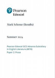 Video thumbnail for Pearson EDEXCEL As English Literature Mark Scheme Paper 2 2024 8et0 02 Prose
