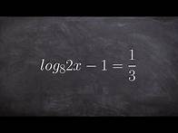 Video thumbnail for Solving a logarithmic equation by converting to exponential form
