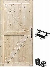 Video thumbnail for S&Z® 42 in. x 84 in. Barn Door, 20-60in Unfinished British Brace Barn Door/Modern Style/Solid Wood/Sliding Door/Simple Assembly is Required (42 in)