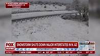 Video thumbnail for Winter storm with driving winds shuts down Interstate 40 in Arizona