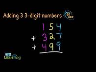 Video thumbnail for Add Three, 3-Digit Numbers | Example