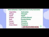 Video thumbnail for Afaan Oromoo Hiika Jechootaa Englifa Gara Afaan Oromoo Fruits,Fuduraalee study Afaan Oromoo#Amharic