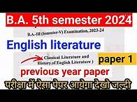 Video thumbnail for ba 5th semester english literature question paper | model paper | previous year paper | paper 1 | ba