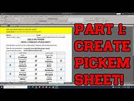Video thumbnail for NFL Football Office Pick'em Pool / Sheet in Excel | Pt. 1: Create A Pickem Sheet