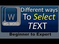 Video thumbnail for *Different ways to Select Text in MS-Word*| MOUSE | KEYBOARD | SHORTCUT KEYS | See the Description