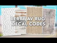 Video thumbnail for ★Berry Avenue RUG Decal Codes | Roblox Video★