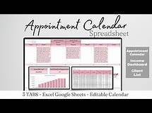 Video thumbnail for Appointment Calendar Excel Template Spreadsheet, Appointment Booking Google Sheets Calendar Business