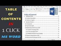 Video thumbnail for How to Create Table of Content in Word with just 1 Click | Create Contents in just one click [2020]