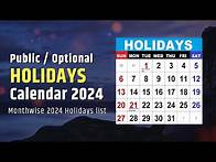 Video thumbnail for Holidays Calendar 2024 - List of Public holidays, Government Holidays in 2024