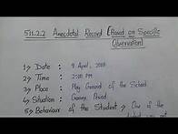 Video thumbnail for Anecdotal Record (Based on Specific Observation)