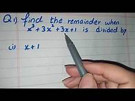 Video thumbnail for Find the Remainder when x3+3x2+3x+1 is divided by x+1