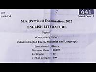 Video thumbnail for English Literature | अंग्रेजी साहित्य | M.A Previous Year Paper-1 2022 |M.A 1st Year Questions Paper