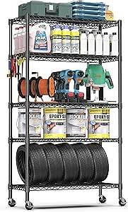 Video thumbnail for 5-Tier Black Wire Shelving, 1750LBS Heavy Duty Shelves Units and Storage Rack for Kitchen, Pantry, Balcony, Large Storage Capacity Metal Stand 36" D x 18" W x 71" H