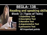 Video thumbnail for BEGLA- 138 Reading and speaking skills|Block- 2 ( Types of Texts)|Expository Text |Descriptive