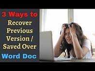 Video thumbnail for [Solved] - How to recover saved over or previous version of Word Document (2021)
