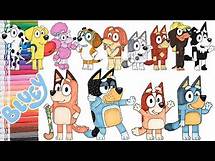 Video thumbnail for Bluey Coloring Book Page Compilation - Mum, Dad, Bingo, Bluey, and friends | Coloring with Markers
