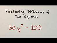 Video thumbnail for Factoring Polynomials - Difference of Two Squares - Polynomial Factoring