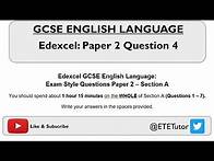 Video thumbnail for GCSE English Language Paper 2: Section A: Question 4 - Edexcel - REVISION 2017