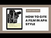 Video thumbnail for How to cite a film in APA Referencing Style | Quick & Easy