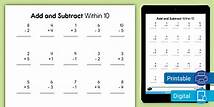 Video thumbnail for Add and Subtract Within 10 Worksheet for K-1st Grade
