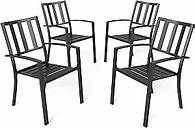 Video thumbnail for PHI VILLA Wrought Iron Patio Outdoor Dining Chairs, Portable Black Outdoor Patio Chairs Set of 4, Stackable Indoor Outdoor Bistro Deck Metal Chairs for Garden Backyard Lawn, Support 300 lbs