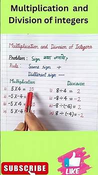 Video thumbnail for multiplication and division of integers