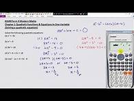 Video thumbnail for KSSM Form 4 Modern Maths Chapter 1 Quadratic Functions & Equations (Solving a quadratic equation)