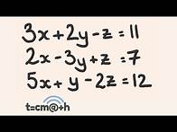 Video thumbnail for Simultaneous Equations Three Variables Using Elimination - Math lesson
