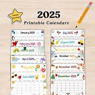 Video thumbnail for 2025 Calendar Printable | Monthly Wall Planner | Colorful Kids Calendar 2025 | Homeschool Childrens Calendars | Instant Download PDF | - Etsy