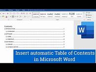 Video thumbnail for How to Insert Table of Contents in Word | Microsoft Word ⏩