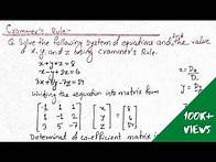 Video thumbnail for Cramer's Rule 3x3 || Cramer's rule determinant method