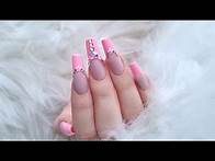 Video thumbnail for Simple pink french manicure nails with crystals.